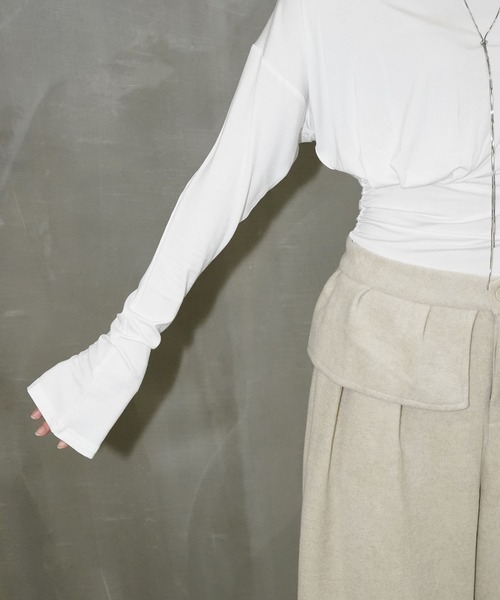 chuclla（チュクラ）の「ツイストドレープロングスリーブトップス chw26s054（Tシャツ/カットソー・レディース・ホワイト/グレー・FREE）」の19枚目の写真