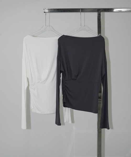 chuclla（チュクラ）の「ツイストドレープロングスリーブトップス chw26s054（Tシャツ/カットソー・レディース・ホワイト/グレー・FREE）」の4枚目の写真
