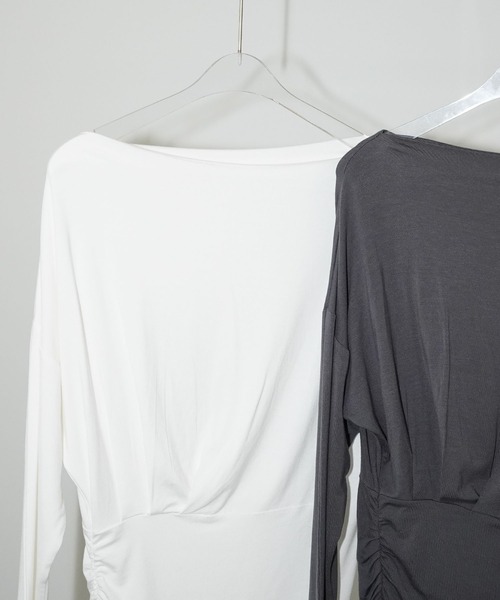 chuclla（チュクラ）の「ツイストドレープロングスリーブトップス chw26s054（Tシャツ/カットソー・レディース・ホワイト/グレー・FREE）」の6枚目の写真