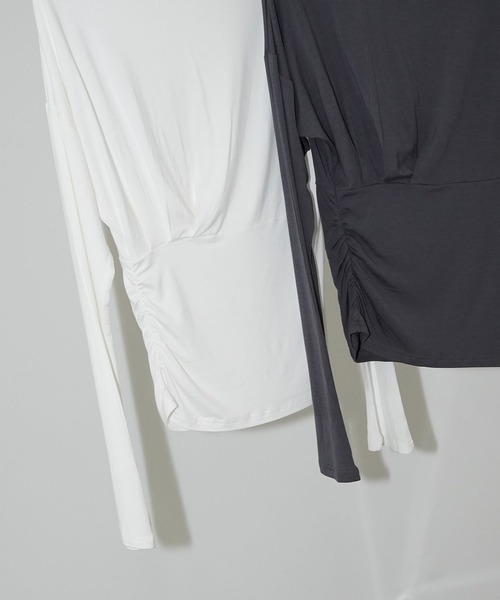 chuclla（チュクラ）の「ツイストドレープロングスリーブトップス chw26s054（Tシャツ/カットソー・レディース・ホワイト/グレー・FREE）」の7枚目の写真