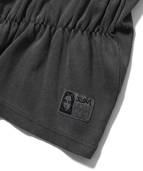 X-girl(エックスガール)の「FADED SHIRRED COMPACT ZIP UP HOODIE(パーカー・レディース・グレー/ブラック・ONE SIZE)」の6枚目の写真