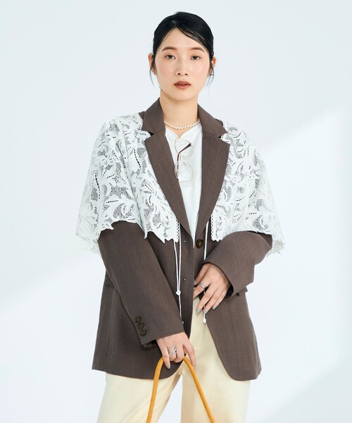 fredy emue（フレディエミュ）の「コンバーチブルテーラードジャケット（テーラードジャケット・レディース・ブラック/ブラウン・38）」の8枚目の写真