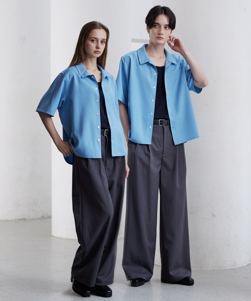 CLEL（クレイル）の「【CLEL】TR Short Sleeve Open Collar Shirt / TR 半袖オープンカラーシャツ（シャツ/ブラウス・メンズ・グレー系/ブルー/ブラック/ホワイト・XS/S/M/L）」の9枚目の写真