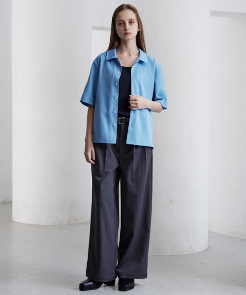 CLEL（クレイル）の「【CLEL】TR Short Sleeve Open Collar Shirt / TR 半袖オープンカラーシャツ（シャツ/ブラウス・メンズ・グレー系/ブルー/ブラック/ホワイト・XS/S/M/L）」の15枚目の写真