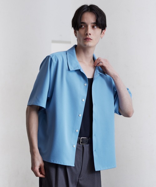 CLEL（クレイル）の「【CLEL】TR Short Sleeve Open Collar Shirt / TR 半袖オープンカラーシャツ（シャツ/ブラウス・メンズ・グレー系/ブルー/ブラック/ホワイト・XS/S/M/L）」の18枚目の写真