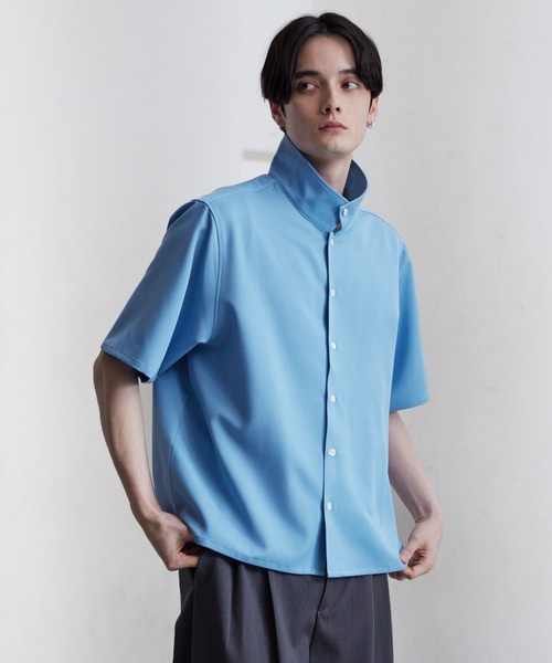 CLEL（クレイル）の「【CLEL】TR Short Sleeve Open Collar Shirt / TR 半袖オープンカラーシャツ（シャツ/ブラウス・メンズ・グレー系/ブルー/ブラック/ホワイト・XS/S/M/L）」の20枚目の写真