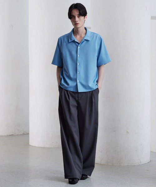 CLEL（クレイル）の「【CLEL】TR Short Sleeve Open Collar Shirt / TR 半袖オープンカラーシャツ（シャツ/ブラウス・メンズ・グレー系/ブルー/ブラック/ホワイト・XS/S/M/L）」の21枚目の写真