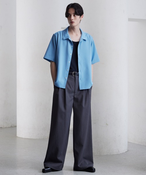 CLEL（クレイル）の「【CLEL】TR Short Sleeve Open Collar Shirt / TR 半袖オープンカラーシャツ（シャツ/ブラウス・メンズ・グレー系/ブルー/ブラック/ホワイト・XS/S/M/L）」の22枚目の写真