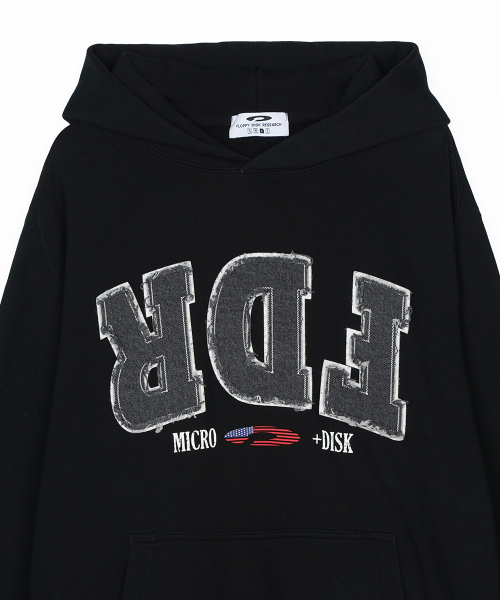 FDR(エフディーアール)の「Washing Applique USA Micro Disk Hoodie Black(パーカー・メンズ・その他・SMALL/LARGE/MEDIUM)」の9枚目の写真