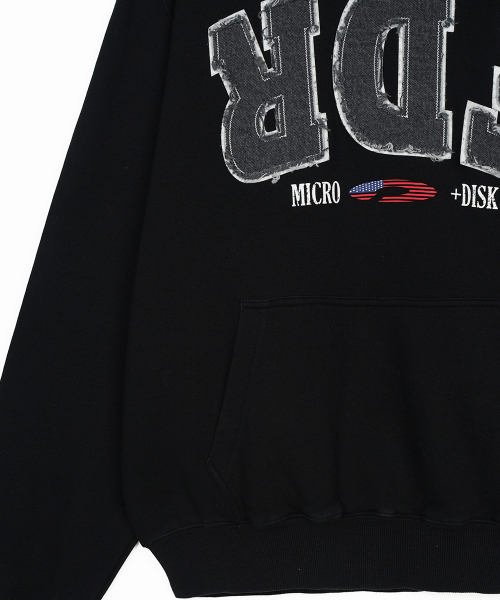 FDR(エフディーアール)の「Washing Applique USA Micro Disk Hoodie Black(パーカー・メンズ・その他・SMALL/LARGE/MEDIUM)」の3枚目の写真