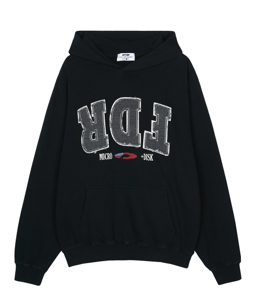 FDR(エフディーアール)の「Washing Applique USA Micro Disk Hoodie Black(パーカー・メンズ・その他・SMALL/LARGE/MEDIUM)」の4枚目の写真