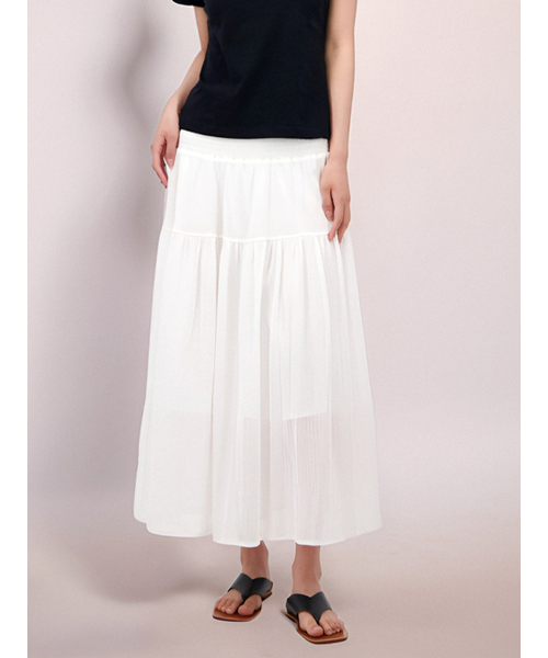 ACUD（アクド）の「Sheer Bending Flare Skirt _White（スカート・レディース・ホワイト・FREE）」の2枚目の写真