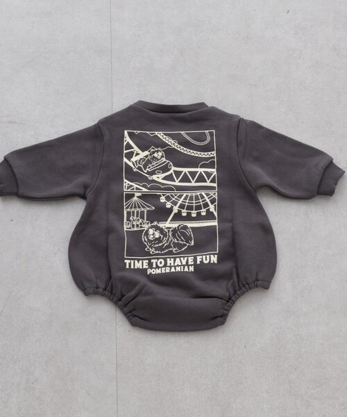 CIAOPANIC TYPY（チャオパニックティピー）の「【BABY】DOG刺繍スウェットロンパース/WEB限定カラーあり（Tシャツ/カットソー・キッズ・グレー/チャコールグレー/ネイビー・80）」の2枚目の写真