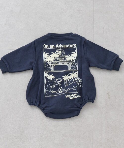 CIAOPANIC TYPY（チャオパニックティピー）の「【BABY】DOG刺繍スウェットロンパース/WEB限定カラーあり（Tシャツ/カットソー・キッズ・グレー/チャコールグレー/ネイビー・80）」の4枚目の写真