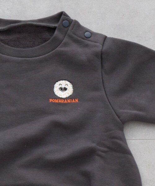 CIAOPANIC TYPY（チャオパニックティピー）の「【BABY】DOG刺繍スウェットロンパース/WEB限定カラーあり（Tシャツ/カットソー・キッズ・グレー/チャコールグレー/ネイビー・80）」の9枚目の写真