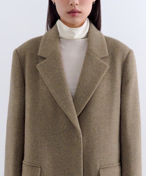 MUSINSA STANDARD WOMAN（ムシンサスタンダードウーマン）の「ウィメンズカシミヤブレンドチェスターロングコート[ヘッダーオリーブ]（チェスターコート・レディース・その他・LARGE/MEDIUM/X-SMALL/SMALL）」の10枚目の写真