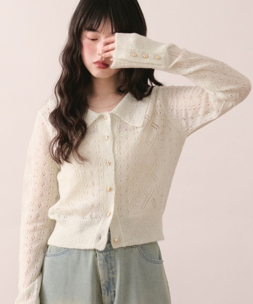loin nuit ロワンニュイ glitter sheer cardigan glitter sheer cardigan / グリッターシアーカーディガン