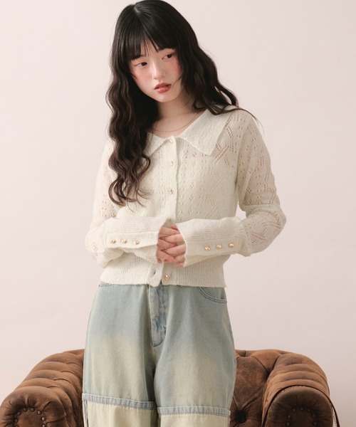 loin nuit（ロワンニュイ）の「glitter sheer cardigan / グリッター