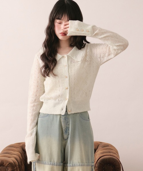 loin nuit(ロワンニュイ)の「glitter sheer cardigan / グリッターシアーカーディガン(カーディガン/ボレロ・レディース・イエロー/ライトブルー/アイボリー・FREE)」の6枚目の写真