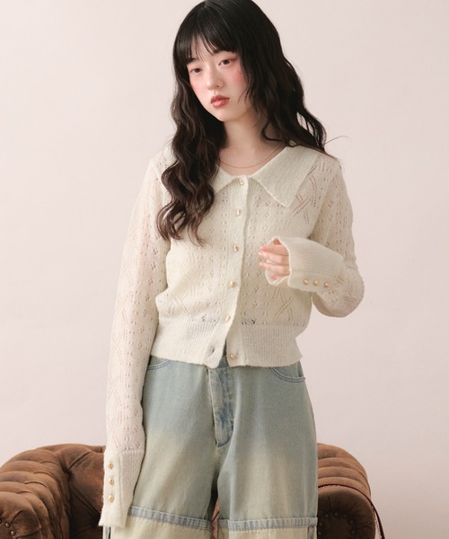 loin nuit(ロワンニュイ)の「glitter sheer cardigan / グリッターシアーカーディガン(カーディガン/ボレロ・レディース・イエロー/ライトブルー/アイボリー・FREE)」の7枚目の写真