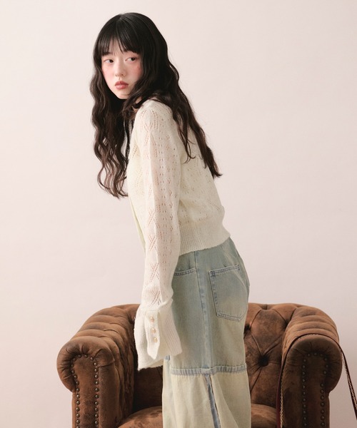 loin nuit(ロワンニュイ)の「glitter sheer cardigan / グリッターシアーカーディガン(カーディガン/ボレロ・レディース・イエロー/ライトブルー/アイボリー・FREE)」の8枚目の写真