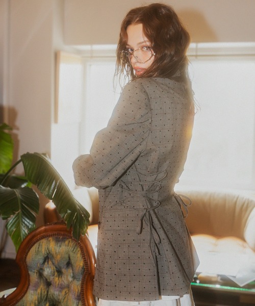 SPIRALGIRL(スパイラルガール)の「サイドレースアップジャケット(テーラードジャケット・レディース・ブラック/グレー/ドット・FREE)」の22枚目の写真