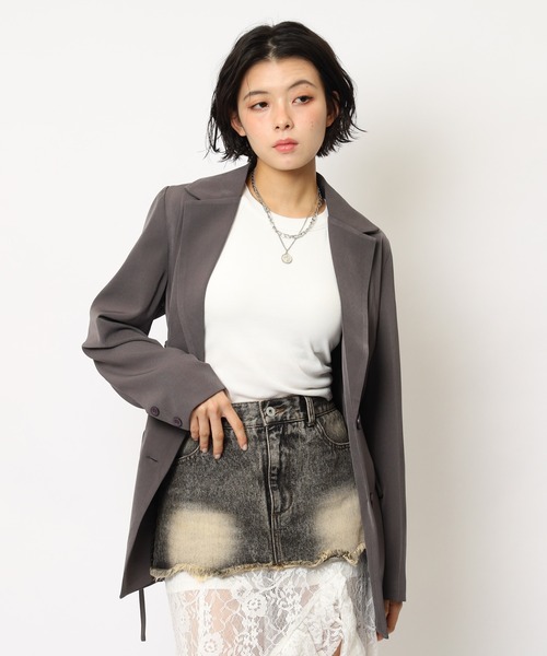 SPIRALGIRL（スパイラルガール）の「サイドレースアップジャケット（テーラードジャケット・レディース・ブラック/グレー/ドット・FREE）」の20枚目の写真