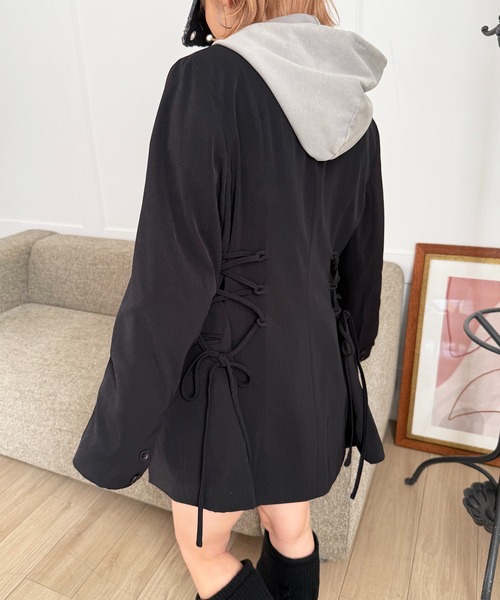 SPIRALGIRL（スパイラルガール）の「サイドレースアップジャケット（テーラードジャケット・レディース・ブラック/グレー/ドット・FREE）」の17枚目の写真