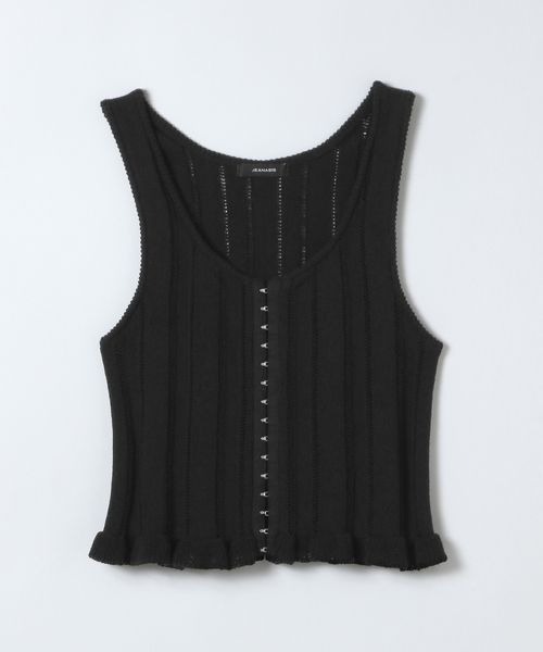 JEANASIS（ジーナシス）の「7Gヘムフリルニットビスチェ/658875（ベスト・レディース・ブラック/オフホワイト/レッド・FREE）」の3枚目の写真
