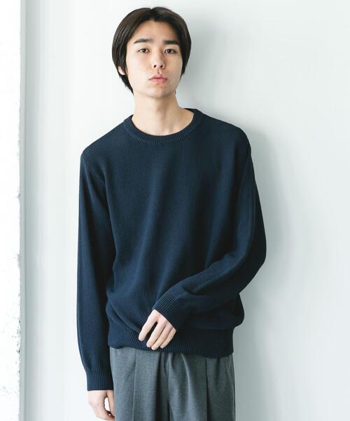 URBAN RESEARCH DOORS（アーバンリサーチドアーズ）の「『吸水速乾/防シワ/イージーケア/UVカット』DRYMIX カノコロングスリーブクルーネックニット（ニット/セーター・メンズ・ネイビー/グレー/ブラック・LARGE/MEDIUM）」の19枚目の写真