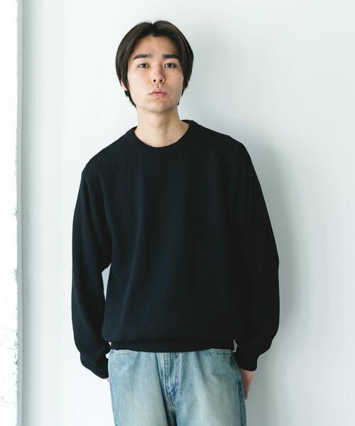 URBAN RESEARCH DOORS（アーバンリサーチドアーズ）の「『吸水速乾/防シワ/イージーケア/UVカット』DRYMIX カノコロングスリーブクルーネックニット（ニット/セーター・メンズ・ネイビー/グレー/ブラック・LARGE/MEDIUM）」の4枚目の写真