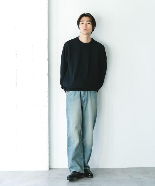 URBAN RESEARCH DOORS（アーバンリサーチドアーズ）の「『吸水速乾/防シワ/イージーケア/UVカット』DRYMIX カノコロングスリーブクルーネックニット（ニット/セーター・メンズ・ネイビー/グレー/ブラック・LARGE/MEDIUM）」の5枚目の写真