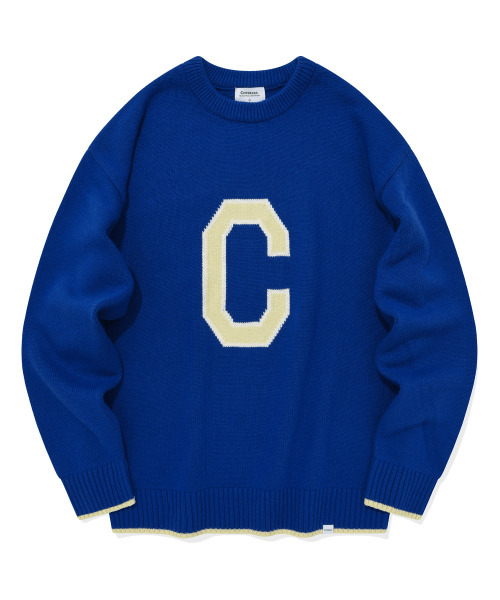 COVERNAT(カバーナット)の「ラムズウール Cロゴ クルーネックニット ブルー(ニット/セーター・レディース・その他・M/L/S)」の1枚目の写真