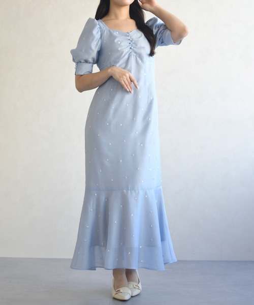 31 Sons de mode（トランテアン　ソン　ドゥ　モード）の「2026春夏新作 ハート柄セミマーメイドワンピース（ワンピース・レディース・ブラック/ネイビー/サックスブルー・S/M）」の4枚目の写真