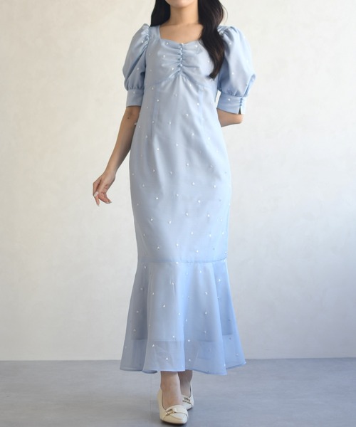 31 Sons de mode（トランテアン　ソン　ドゥ　モード）の「2026春夏新作 ハート柄セミマーメイドワンピース（ワンピース・レディース・ブラック/ネイビー/サックスブルー・S/M）」の5枚目の写真