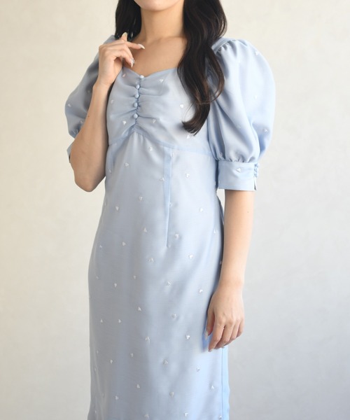 31 Sons de mode（トランテアン　ソン　ドゥ　モード）の「2026春夏新作 ハート柄セミマーメイドワンピース（ワンピース・レディース・ブラック/ネイビー/サックスブルー・S/M）」の6枚目の写真