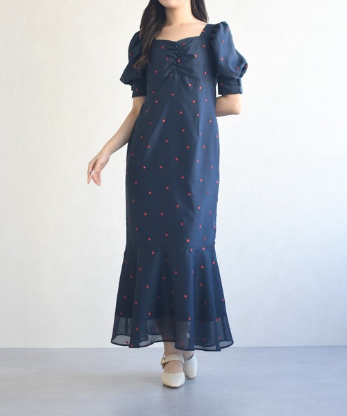 31 Sons de mode（トランテアン　ソン　ドゥ　モード）の「2026春夏新作 ハート柄セミマーメイドワンピース（ワンピース・レディース・ブラック/ネイビー/サックスブルー・S/M）」の11枚目の写真