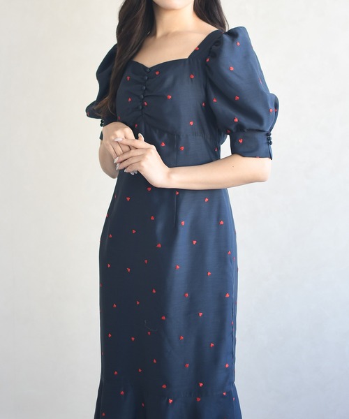 31 Sons de mode（トランテアン　ソン　ドゥ　モード）の「2026春夏新作 ハート柄セミマーメイドワンピース（ワンピース・レディース・ブラック/ネイビー/サックスブルー・S/M）」の15枚目の写真