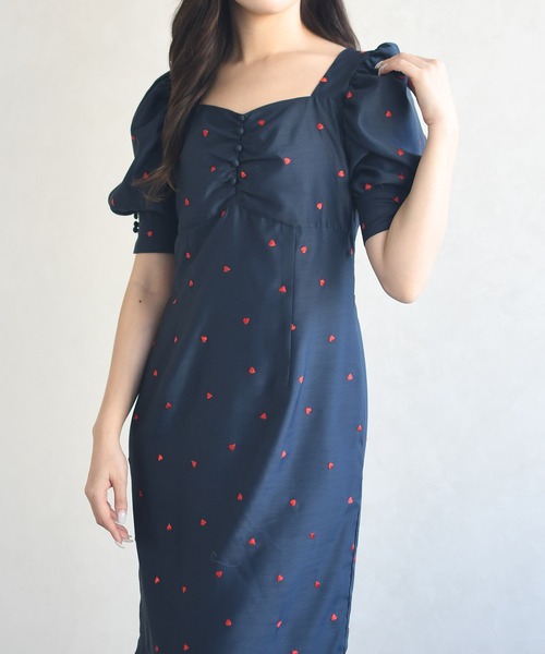 31 Sons de mode（トランテアン　ソン　ドゥ　モード）の「2026春夏新作 ハート柄セミマーメイドワンピース（ワンピース・レディース・ブラック/ネイビー/サックスブルー・S/M）」の16枚目の写真