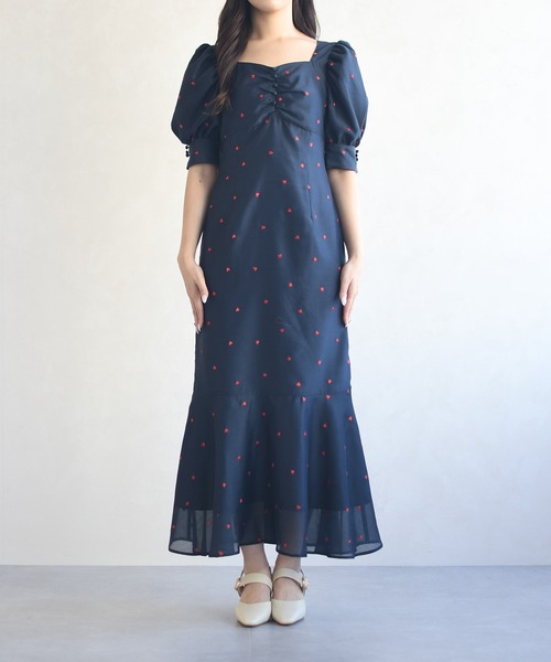 31 Sons de mode（トランテアン　ソン　ドゥ　モード）の「2026春夏新作 ハート柄セミマーメイドワンピース（ワンピース・レディース・ブラック/ネイビー/サックスブルー・S/M）」の12枚目の写真