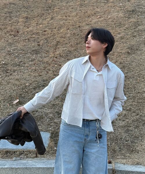 DNSR(ディーエヌエスアール)の「ストライプクロップシャツアイボリー(シャツ/ブラウス・メンズ・その他・SMALL/MEDIUM/LARGE)」の7枚目の写真