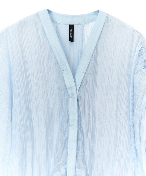 AULA AILA（アウラアイラ）の「シアードローストリングブラウス（シャツ/ブラウス・レディース・イエロー/ライトブルー/ブラック・0）」の22枚目の写真