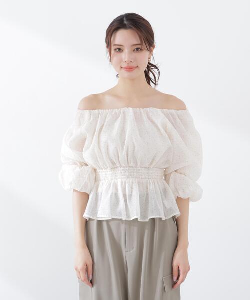 PROPORTION BODY DRESSING（プロポーションボディドレッシング）の「２ＷＡＹオフショルフィッシュテールブラウス / 1216110409（シャツ/ブラウス・レディース・ピンク/ベージュ/オフホワイト/ブルー・SMALL/MEDIUM）」の13枚目の写真