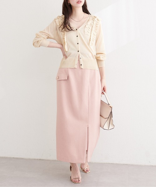 natural couture(ナチュラルクチュール)の「ちびフリルシアーカーディガン(カーディガン/ボレロ・レディース・ピンク/サックスブルー/アイボリー/ネイビー・FREE)」の8枚目の写真