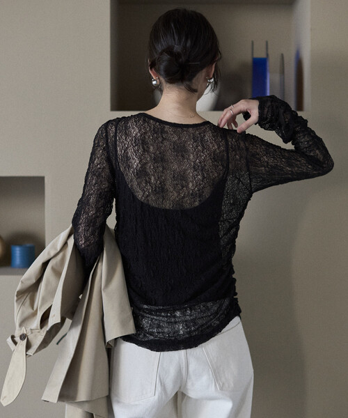 Firsthand(ファーストハンド)の「Firsthand/ファーストハンド メニーボタン レース シャーリング カーディガン(ニット/セーター・レディース・オフホワイト/サックスブルー/ブラック・FREE)」の17枚目の写真