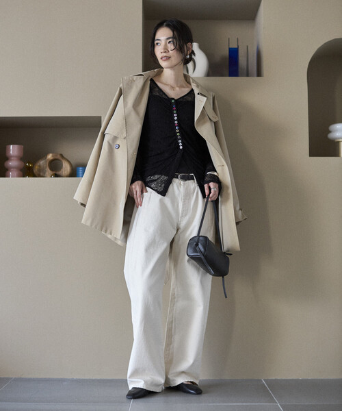 Firsthand(ファーストハンド)の「Firsthand/ファーストハンド メニーボタン レース シャーリング カーディガン(ニット/セーター・レディース・オフホワイト/サックスブルー/ブラック・FREE)」の21枚目の写真