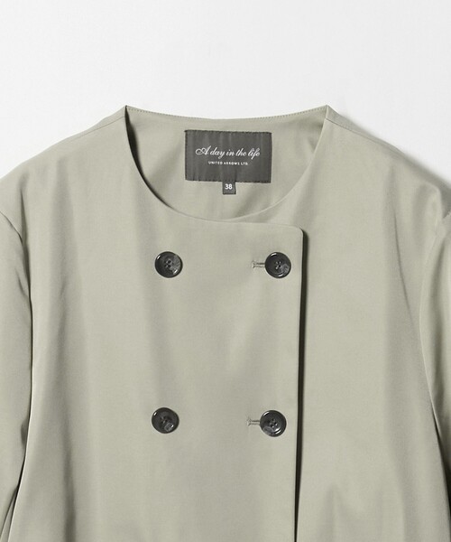A DAY IN THE LIFE UNITED ARROWS(アデイインザライフユナイテッドアローズ)の「ノーカラー トレンチコート <A DAY IN THE LIFE>(トレンチコート・レディース・ベージュ/ネイビー/ライム・36/38)」の9枚目の写真