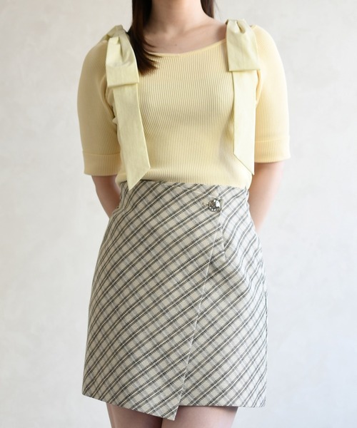 31 Sons de mode（トランテアン　ソン　ドゥ　モード）の「2026春夏新作 ラップ風ミニスカパン（スカート・レディース・ベージュ/ブラック×ホワイト/グレー系・S/M）」の20枚目の写真