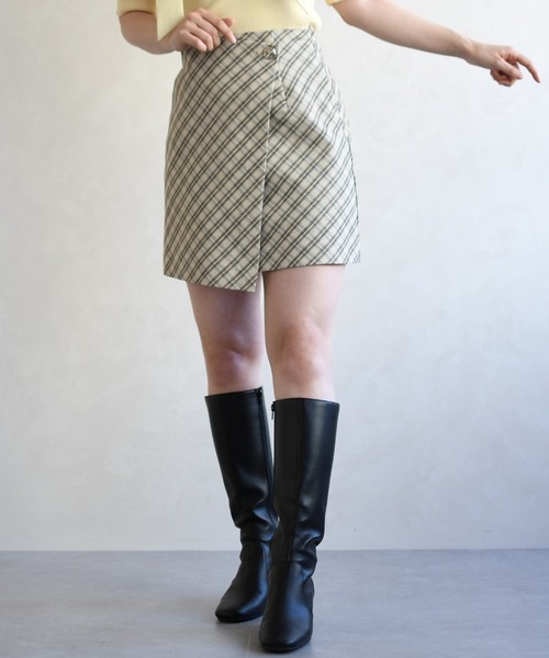 31 Sons de mode（トランテアン　ソン　ドゥ　モード）の「2026春夏新作 ラップ風ミニスカパン（スカート・レディース・ベージュ/ブラック×ホワイト/グレー系・S/M）」の10枚目の写真