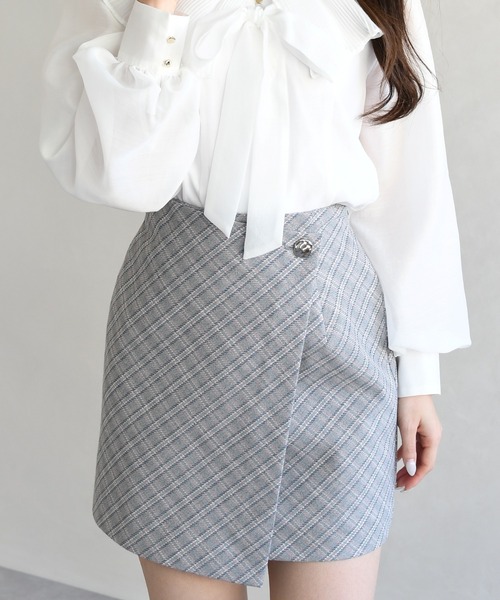 31 Sons de mode（トランテアン　ソン　ドゥ　モード）の「2026春夏新作 ラップ風ミニスカパン（スカート・レディース・ベージュ/ブラック×ホワイト/グレー系・S/M）」の6枚目の写真